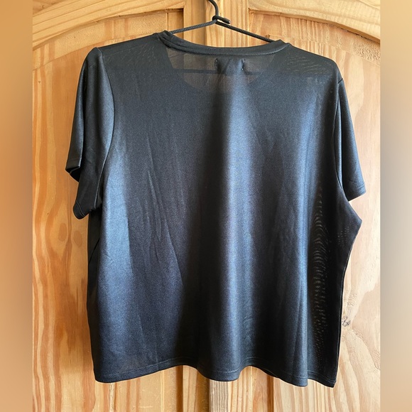Anthropologie Porridge Black Shine Glam Tee Size L - Picture 3 of 6